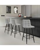 2 Tabourets de bar toffee home gris clair/noir mat - 91x44x50 cm