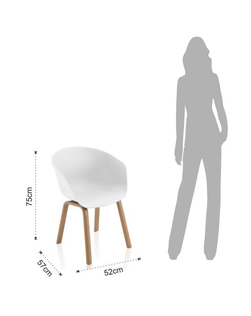 4 Chaises mork blanc mat/chêne - 75x52x57 cm