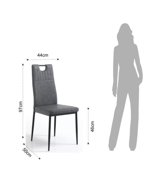 4 Chaises axandra gris foncé - 97x44x50 cm