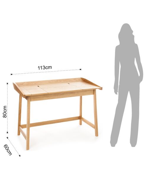 Bureau console henny chêne - 80x113x60 cm