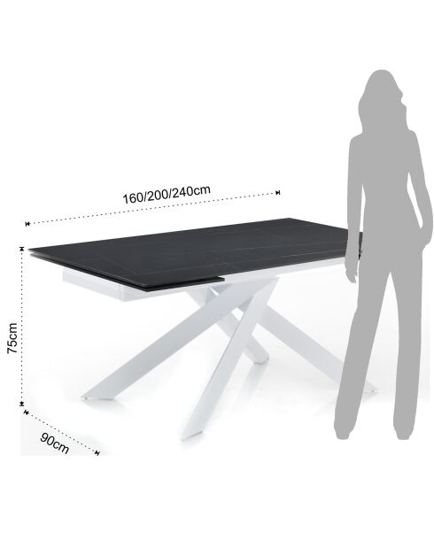 Table à rallonge giuki 2 noire - 75x90x160/200/240 cm