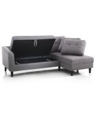 Canapé-lit fanny gris/noir - 225x80/140x85 cm