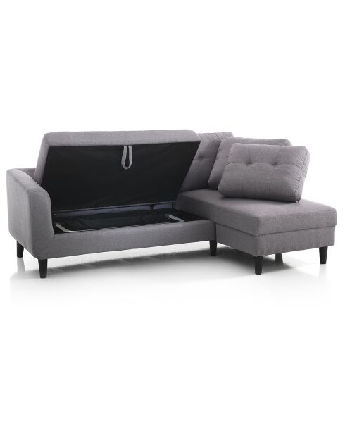 Canapé-lit fanny gris/noir - 225x80/140x85 cm