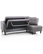 Canapé-lit fanny gris/noir - 225x80/140x85 cm