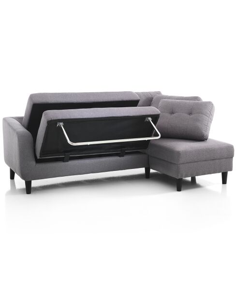 Canapé-lit fanny gris/noir - 225x80/140x85 cm