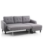 Canapé-lit fanny gris/noir - 225x80/140x85 cm