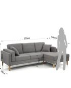 Canapé d'angle giada chêne/gris - 230x85/148x85