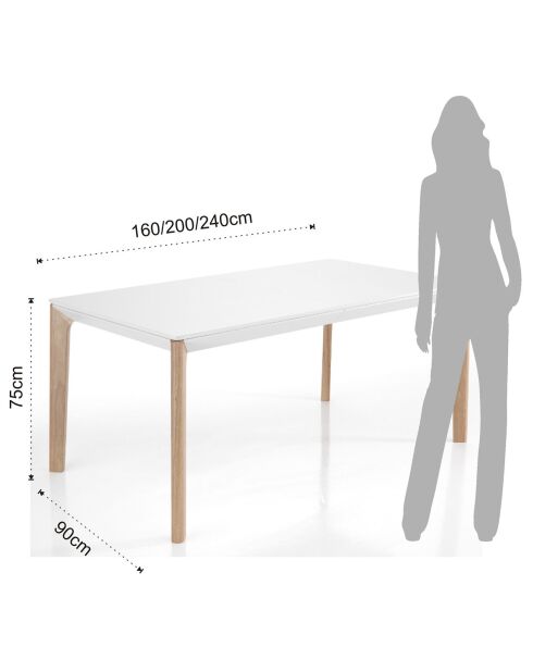 Table à rallonge varm chêne - 75x90x160/200/240 cm