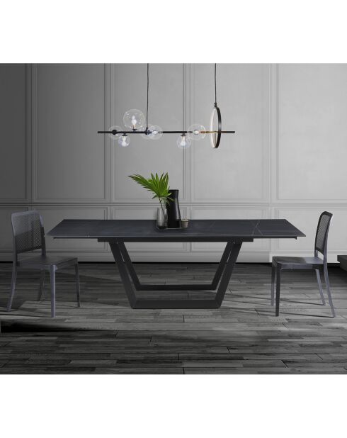 Table à rallonge raul 2 gris mat/noir mat - 75x90x160/200/240 cm