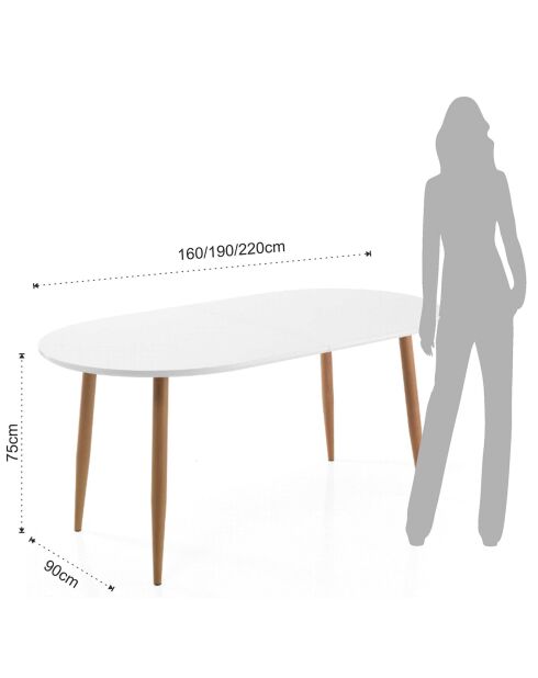 Table de salle à manger à rallonge tolosa blanche - 75x90x160 cm