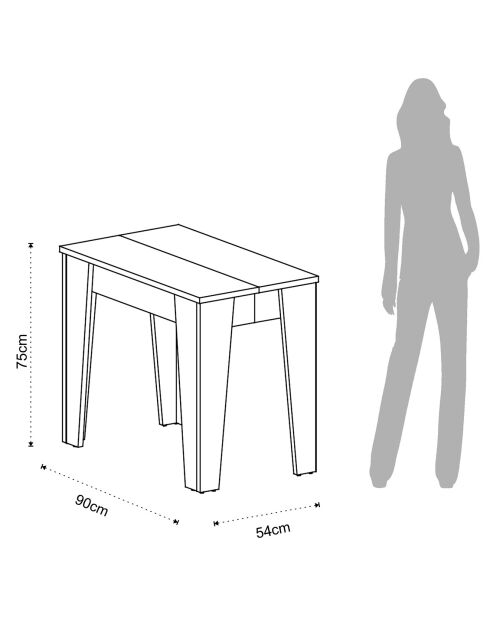 Table console extensible charlie ciment - 75x90x54/306 cm