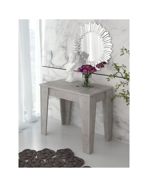 Table console extensible charlie ciment - 75x90x54/306 cm