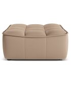 Pouf en Cuir Véritable Moni beige foncé - 90x83x45 cm