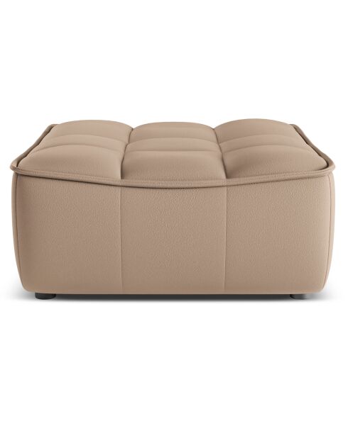 Pouf en Cuir Véritable Moni beige foncé - 90x83x45 cm