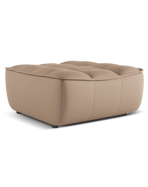 Pouf en Cuir Véritable Moni beige foncé - 90x83x45 cm