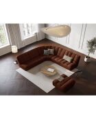 Pouf en Cuir Véritable Moni cognac - 90x83x45 cm