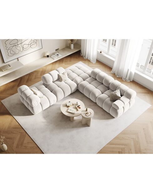 Chauffeuse en Velours Tropea beige clair - 94x94x63 cm