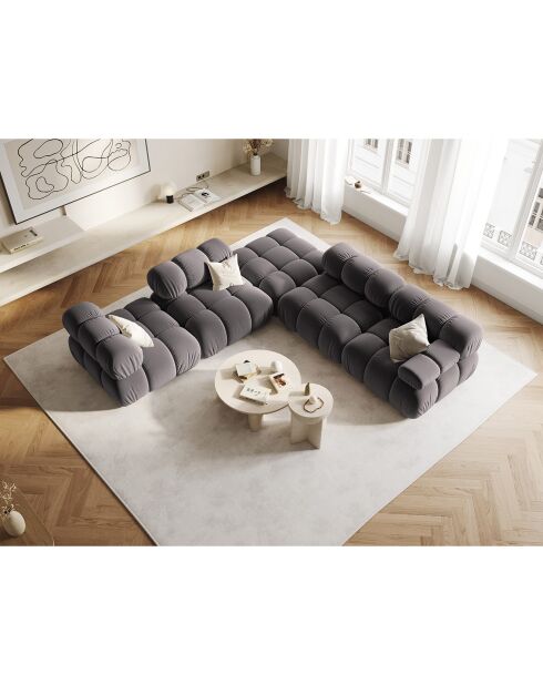 Chauffeuse en Velours Tropea gris foncé - 94x94x63 cm
