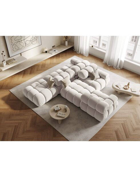 Pouf en Velours Tropea beige clair - 94x94x39 cm