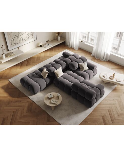 Pouf en Velours Tropea gris foncé - 94x94x39 cm