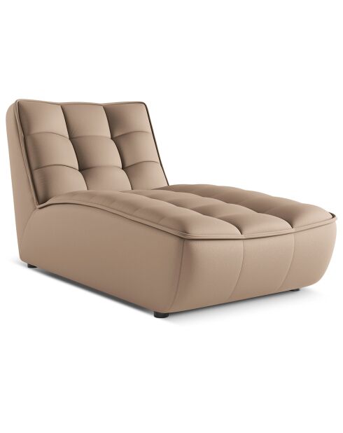 Chaise longue modulable en cuir véritable Moni beige foncé - 172x83x91 cm