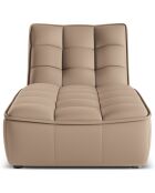Chaise longue modulable en cuir véritable Moni beige foncé - 172x83x91 cm