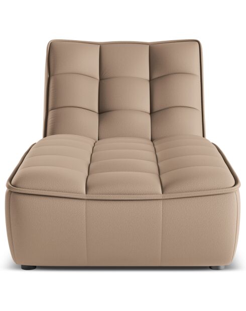 Chaise longue modulable en cuir véritable Moni beige foncé - 172x83x91 cm