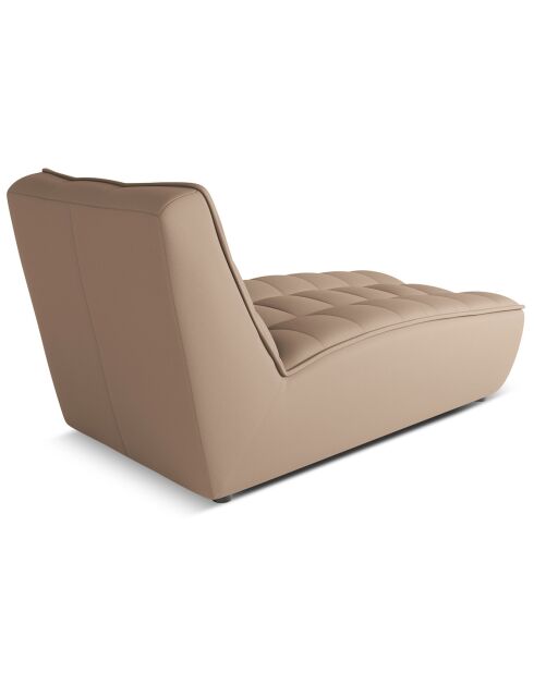 Chaise longue modulable en cuir véritable Moni beige foncé - 172x83x91 cm