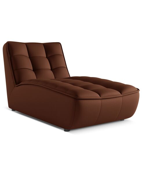 Chaise longue modulable en cuir véritable Moni cognac - 172x83x91 cm