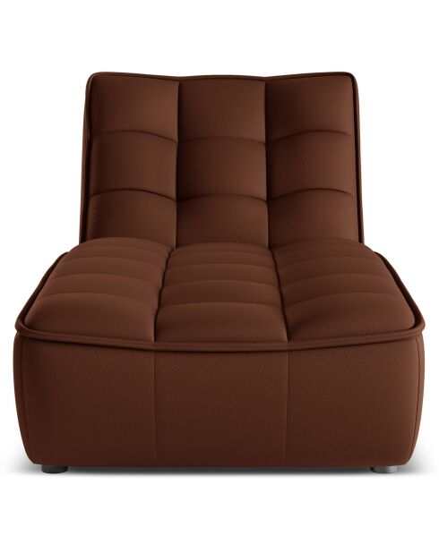 Chaise longue modulable en cuir véritable Moni cognac - 172x83x91 cm