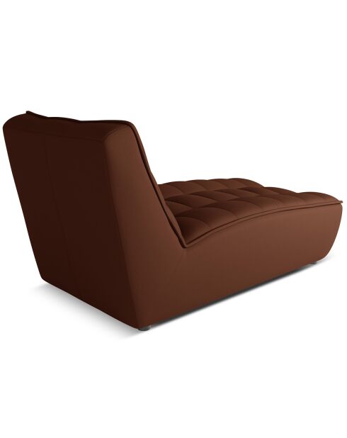 Chaise longue modulable en cuir véritable Moni cognac - 172x83x91 cm