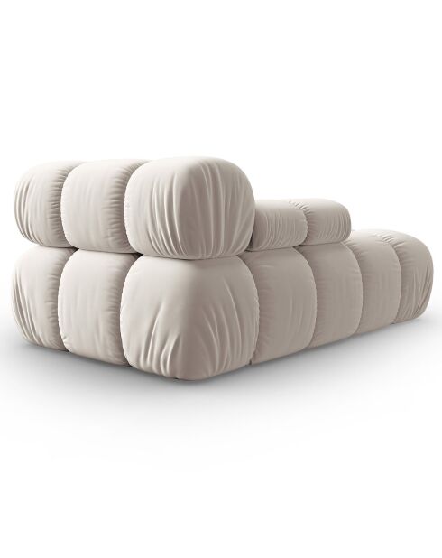 Méridienne en Velours Gauche Tropea beige clair - 157x97x62 cm