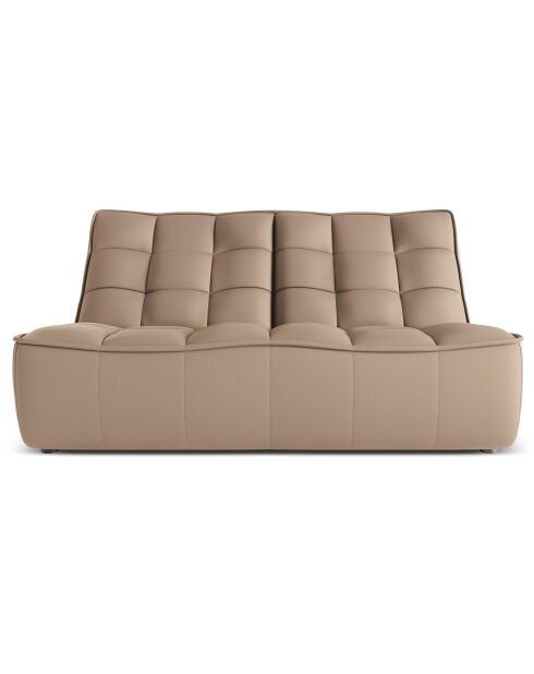 Canapé modulable en cuir véritable Moni 2 Places beige foncé - 163x97x91 cm