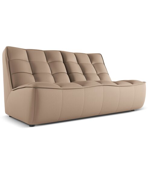 Canapé modulable en cuir véritable Moni 2 Places beige foncé - 163x97x91 cm