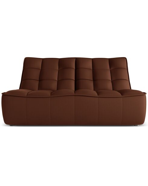 Canapé modulable en cuir véritable Moni 2 Places cognac - 163x97x91 cm
