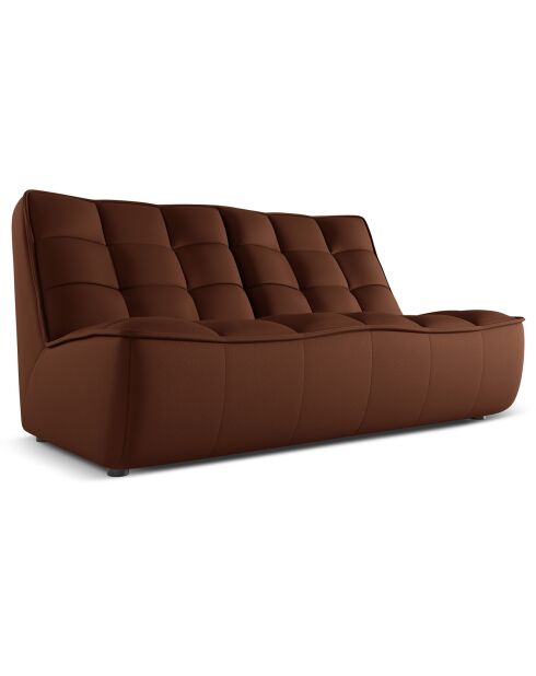 Canapé modulable en cuir véritable Moni 2 Places cognac - 163x97x91 cm