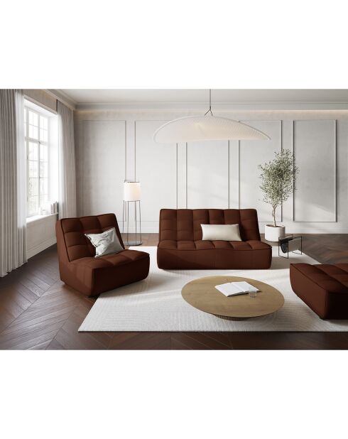 Canapé modulable en cuir véritable Moni 2 Places cognac - 163x97x91 cm