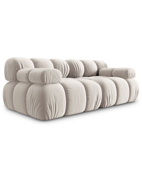 Canapé Modulable Velours Tropea 2 Places beige clair - 188x94x63 cm