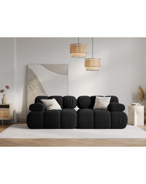 Canapé Modulable Velours Tropea 2 Places noir - 188x94x63 cm