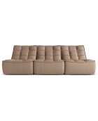 Canapé modulable en cuir véritable Moni 3 Places beige foncé - 249x97x91 cm