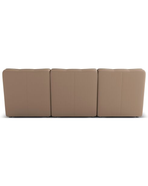 Canapé modulable en cuir véritable Moni 3 Places beige foncé - 249x97x91 cm