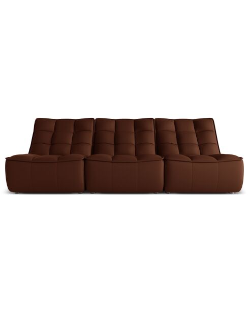 Canapé modulable en cuir véritable Moni 3 Places cognac - 249x97x91 cm