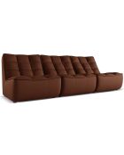Canapé modulable en cuir véritable Moni 3 Places cognac - 249x97x91 cm