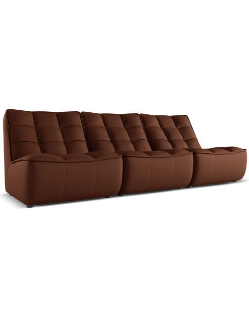 Canapé modulable en cuir véritable Moni 3 Places cognac - 249x97x91 cm