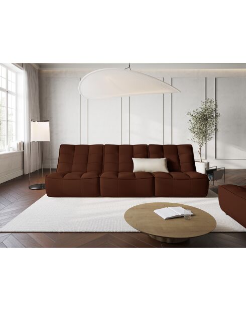 Canapé modulable en cuir véritable Moni 3 Places cognac - 249x97x91 cm
