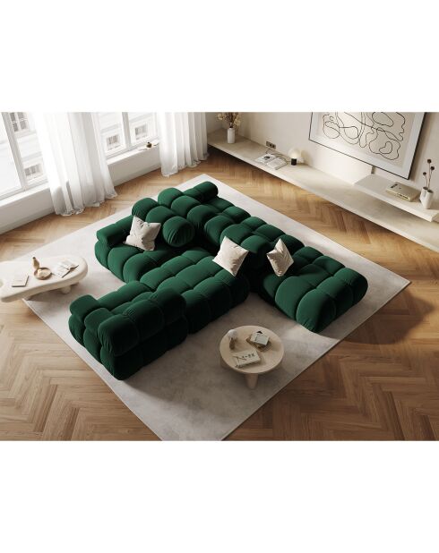 Tropea Velours Left Fauteuil 4 zitplaatsen flesgroen - 282x94x63 cm