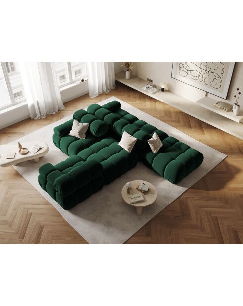 Chauffeuse Gauche Velours Tropea 4 Places vert bouteille - 282x94x63 cm