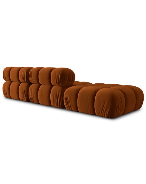 Tropea 4-zits fluwelen fauteuil in terracotta met linkerstoel - 282x94x63 cm