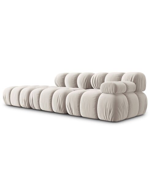 Chauffeuse Gauche Velours Tropea 4 Places beige clair - 282x94x63 cm