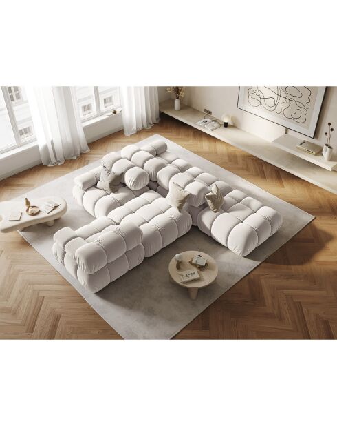 Chauffeuse Gauche Velours Tropea 4 Places beige clair - 282x94x63 cm